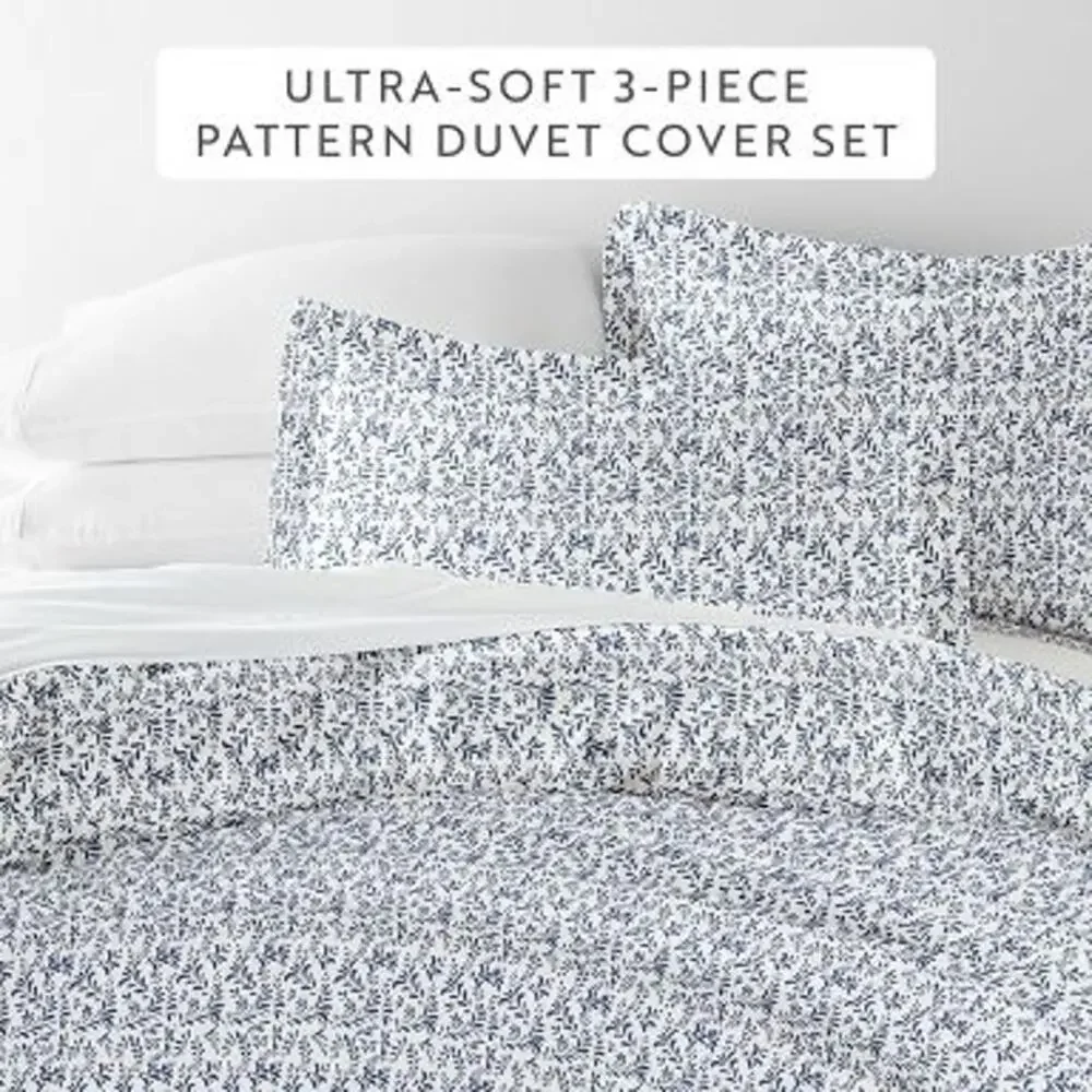 Becky Cameron Burst of Vines King Duvet 2/Shams Botanical Navy Vine NWOT